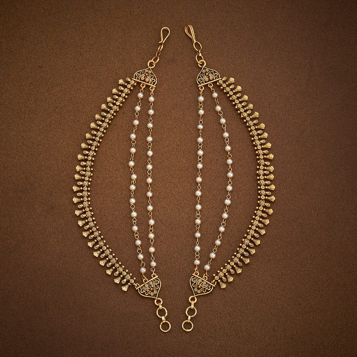 Ornate Gold-Plated Matil with Pearl Strands