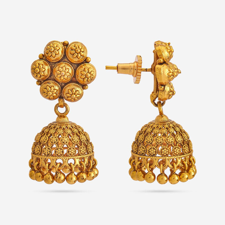 Traditional Gold Plated Choker Necklace and Jhumkas Set