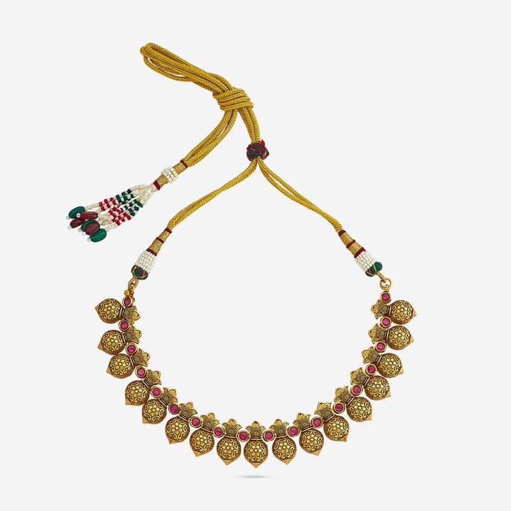 Kalash Antique Short Necklace Set With Gem Stone
