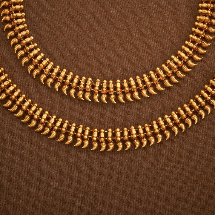 Mango Design Gold-Toned Anklet Pair With Bells