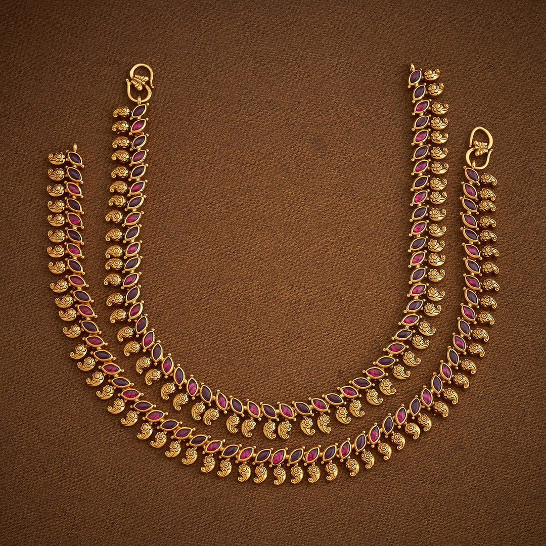 Mango And Tear Drop Design Antique Pair Of Anklet