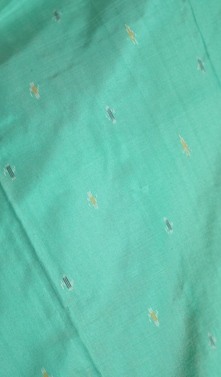 Aqua with Blue Pochampally Ikkat Silk Saree Devasena | SILK MARK CERTIFIED SHOBITAM