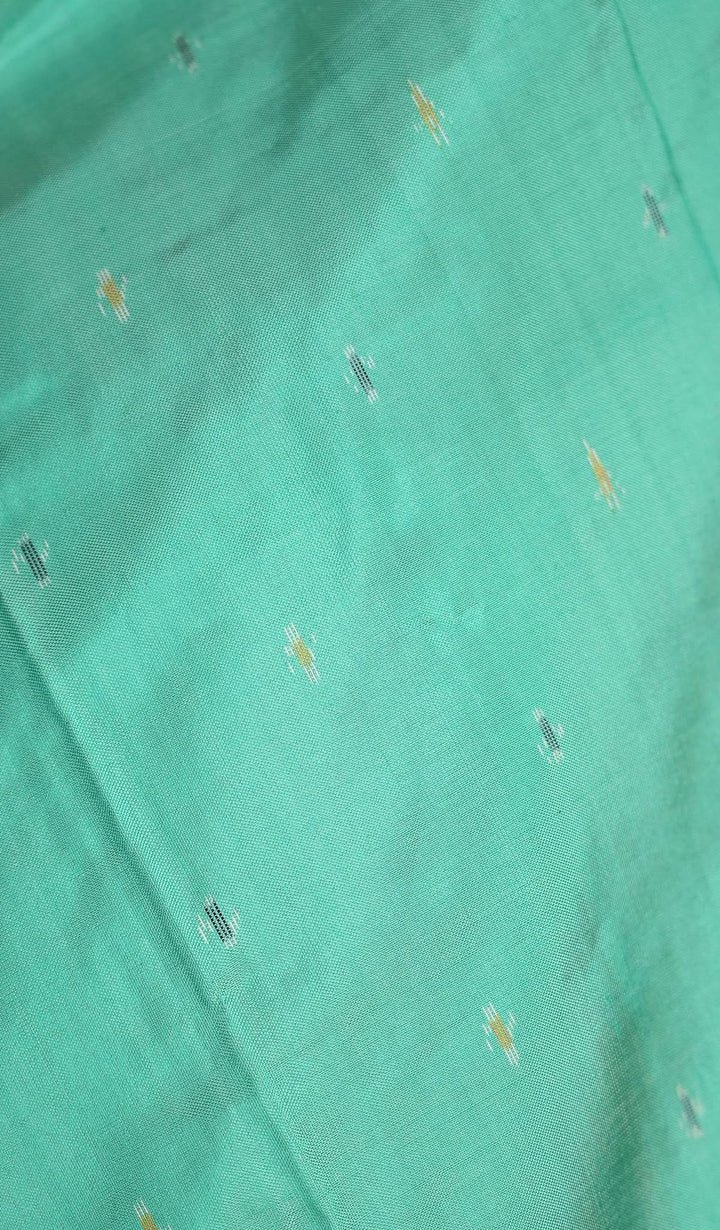 Aqua with Blue Pochampally Ikkat Silk Saree Devasena | SILK MARK CERTIFIED SHOBITAM