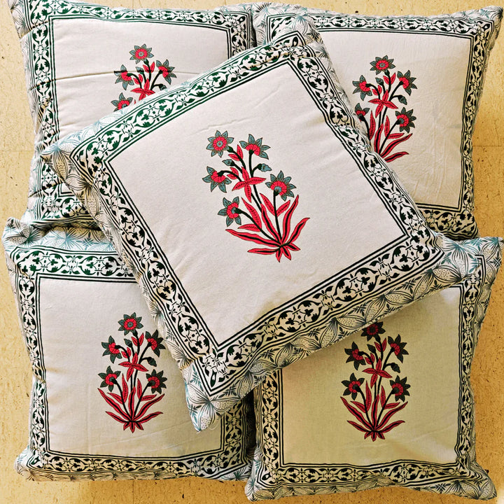 Aroha Cushion Cover Set – 100% Cotton – 16" x 16" (Set of 5)