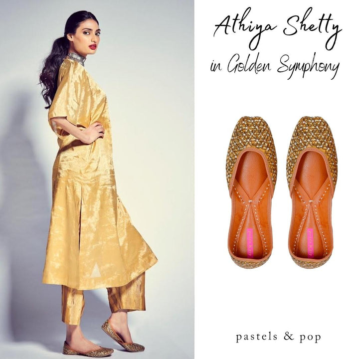 GOLDEN SYMPHONY Traditional Handcrafted Ethnic Mojaris for Women