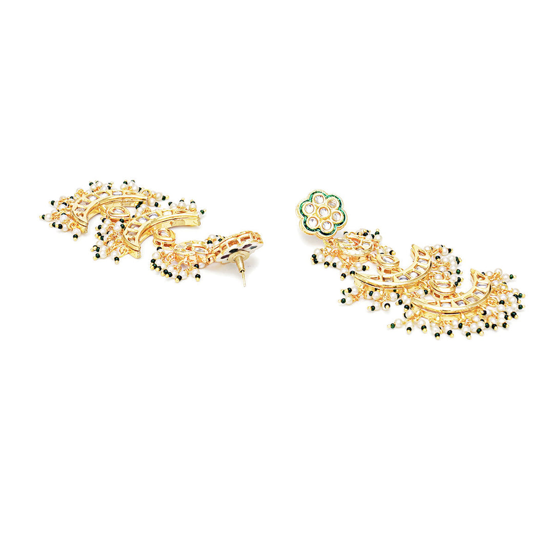 Women's Kundan Earrings with Green Stonework | SHOBITAM