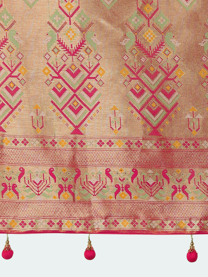 Sky blue Color Semi Banarasi Tissue Silk Paithani Woven Saree | SHOBITAM