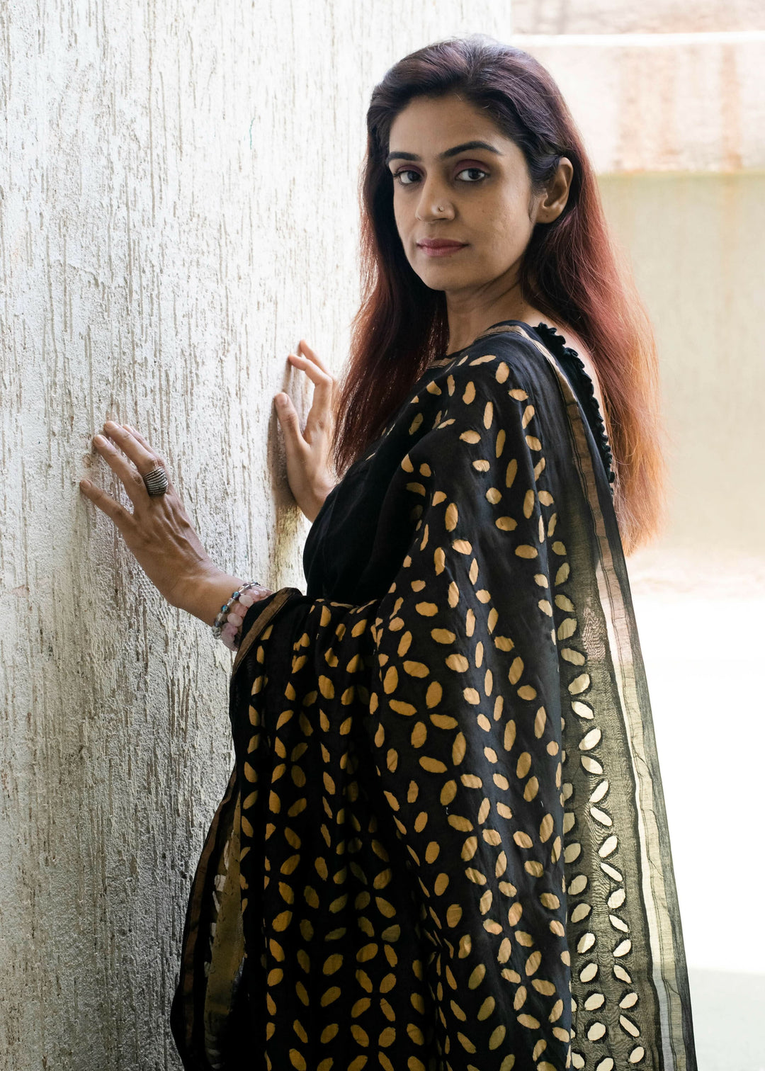 Nightfall Applique Work Chanderi Saree | SHOBITAM