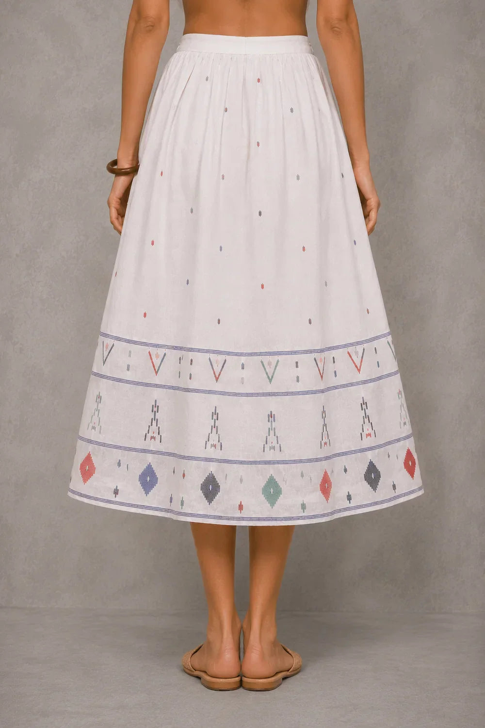 Mosaic White Jamdani Skord | SHOBITAM