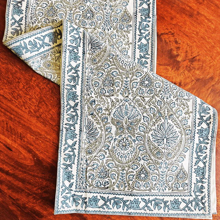 Bagh Mughal garden motifs Table Runner, 100% cotton, 13" X 72"
