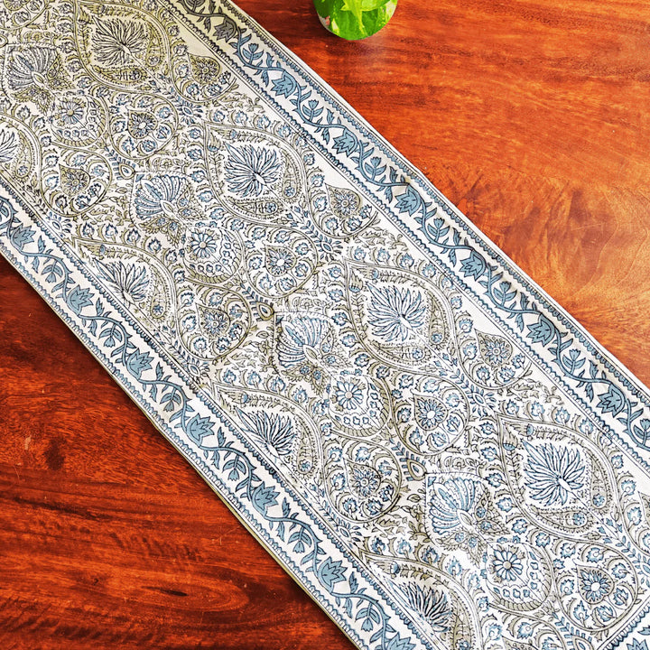Bagh Mughal garden motifs Table Runner, 100% cotton, 13" X 72"