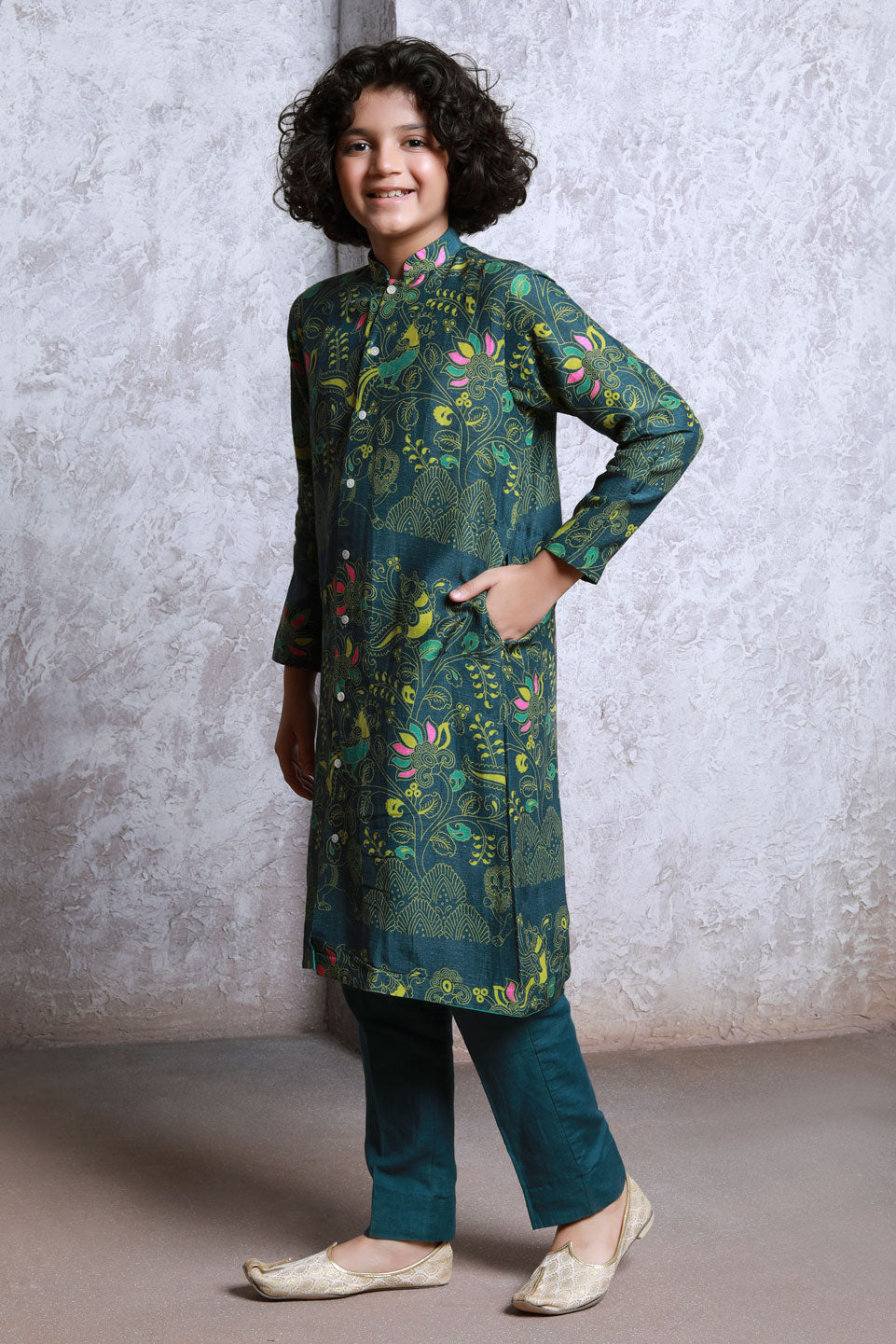 Bagh Green Set (Boy) | SHOBITAM