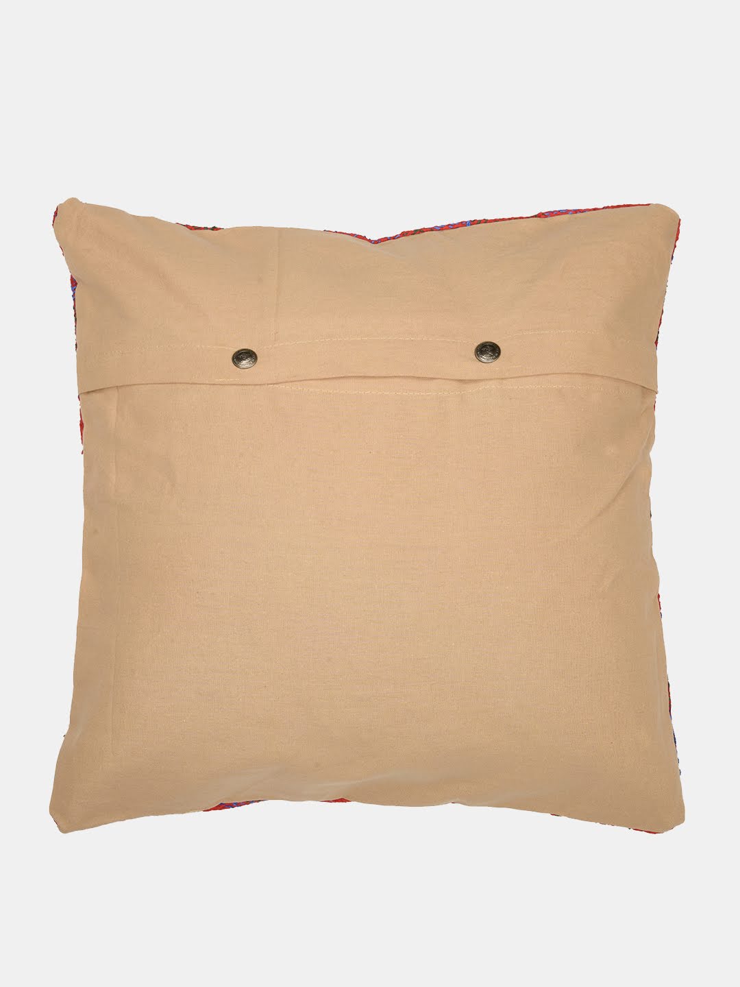 Brown Printed Rust Silk Hand Kantha stitch embroidered Reversible Cushion Cover- Pack of 1 | SHOBITAM