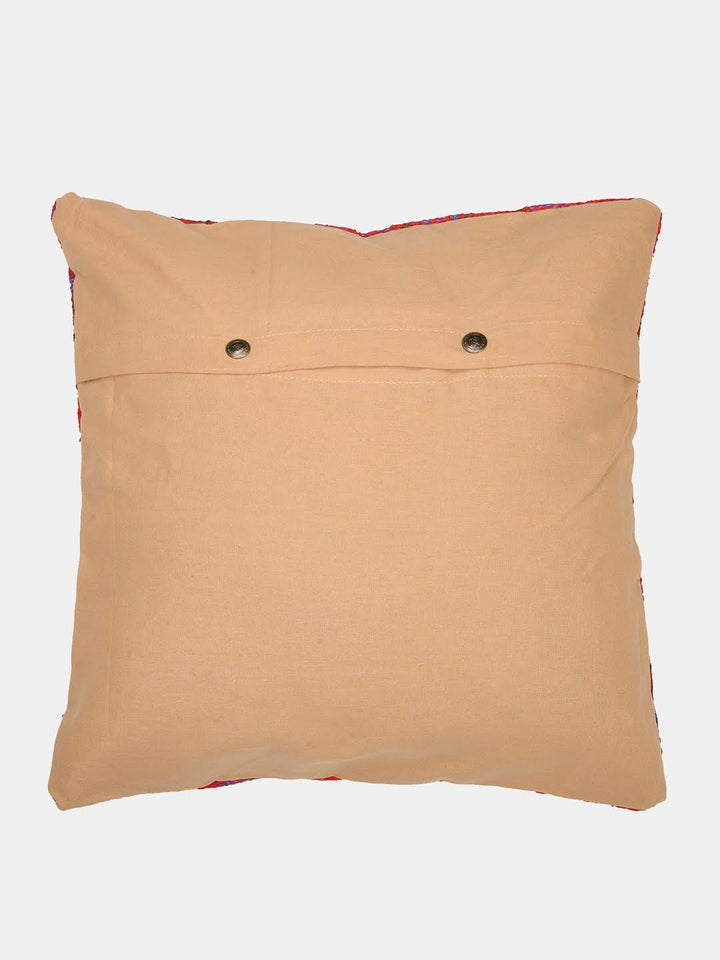 Brown Printed Rust Silk Hand Kantha stitch embroidered Reversible Cushion Cover- Pack of 1 | SHOBITAM