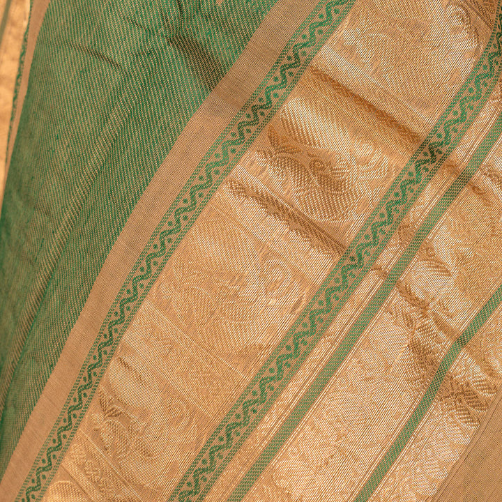 Beige 1000 Butta Kanchi Cotton Saree With Zari Nila | SHOBITAM