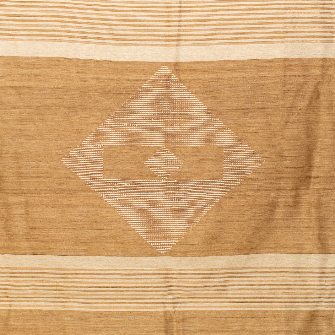 Beige Bhagalpur Tusssar Silk Jugalbandhi Saree Paisley | SHOBITAM
