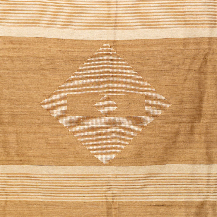 Beige Bhagalpur Tusssar Silk Jugalbandhi Saree Paisley | SHOBITAM
