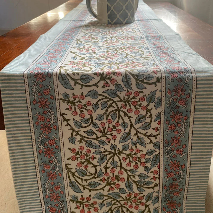 Bel  Hand Block Printed Table Runner, 100% cotton, 13" x 72"