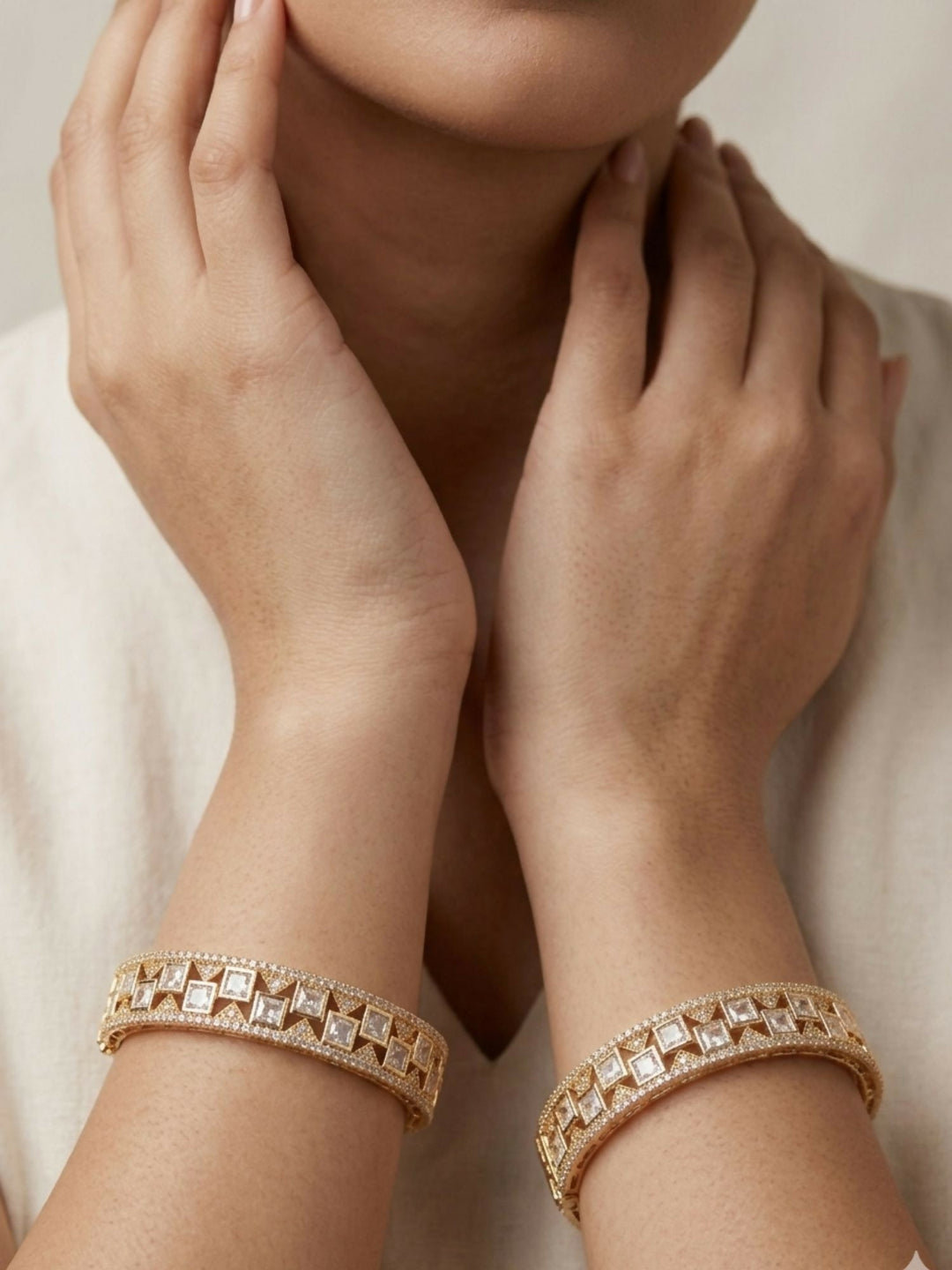 Gold Plated Polki Diamond Bangles | SHOBITAM