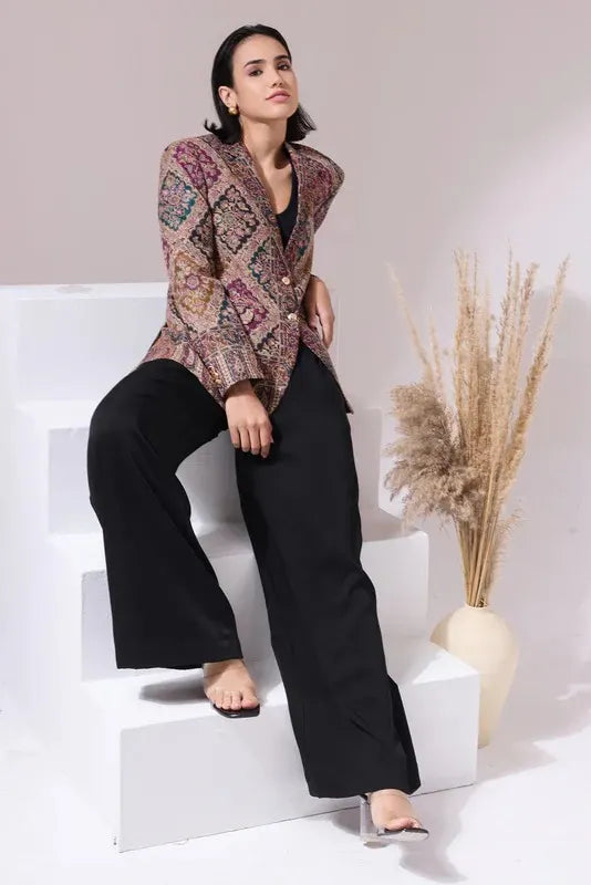 Teertha Fine Wool Silk Blazer for Women | SHOBITAM