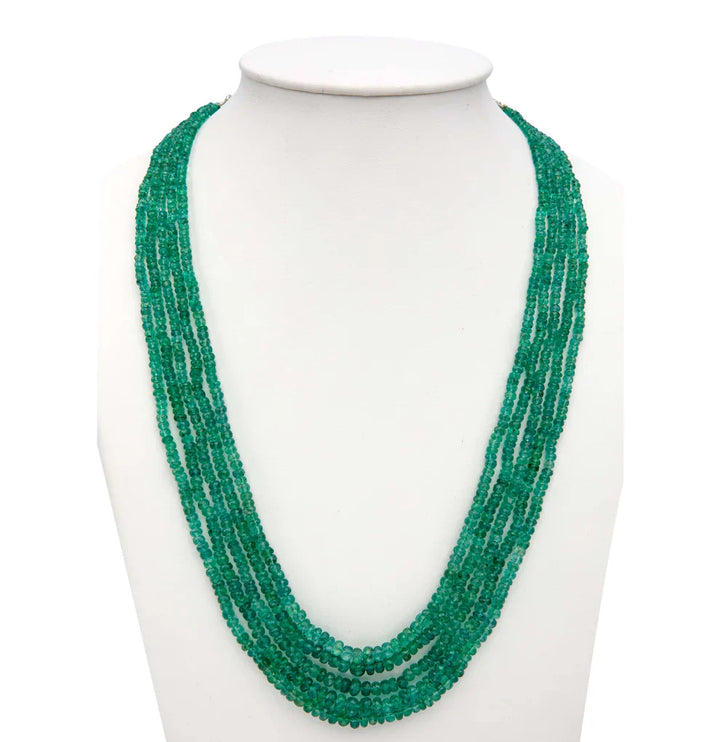 5 Strand Natural Emerald Mala