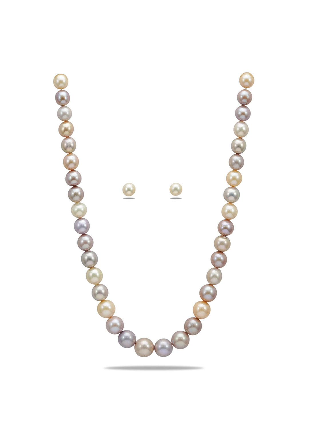 Pastel Multi hue Chunky Pearl Necklace and earrings Set