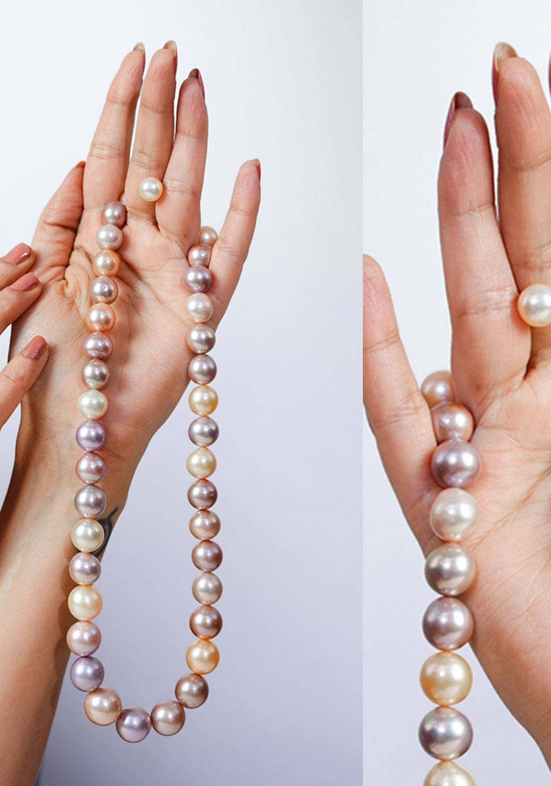 Pastel Multi hue Chunky Pearl Necklace and earrings Set