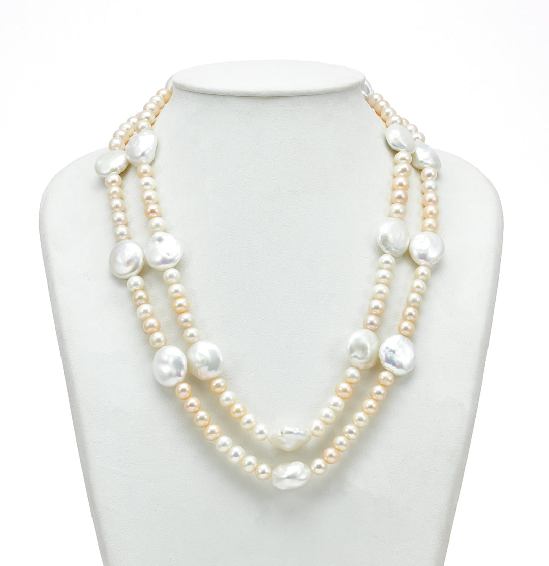 Freshwater 2 Strand Stylish Multicolor Pearl Necklae Set