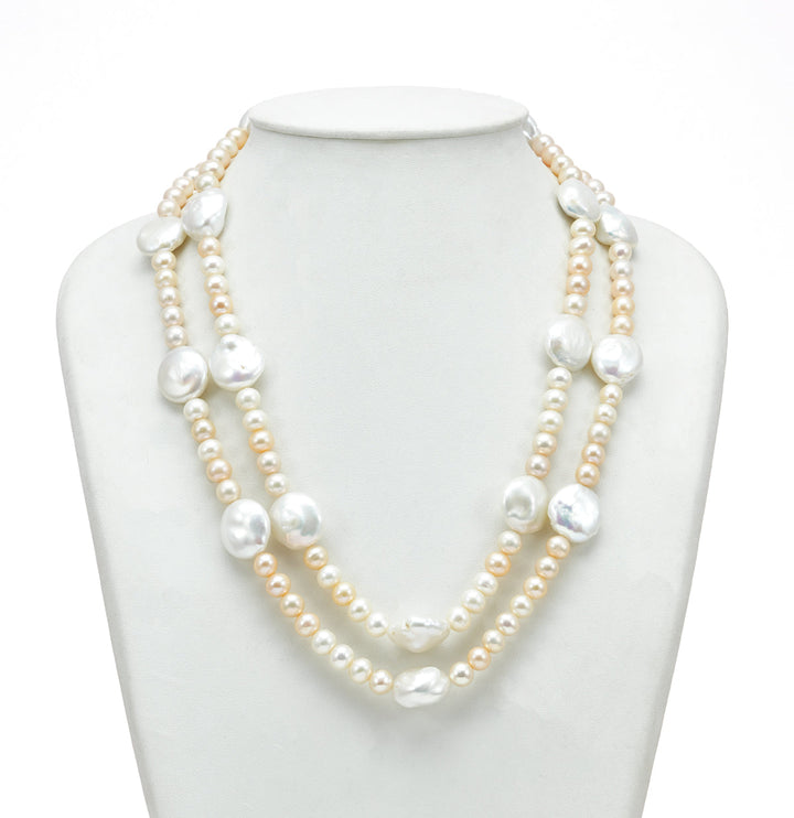 Freshwater 2 Strand Stylish Multicolor Pearl Necklae Set