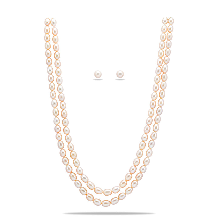 Freshwater Classic Pink Pearl Necklace Set