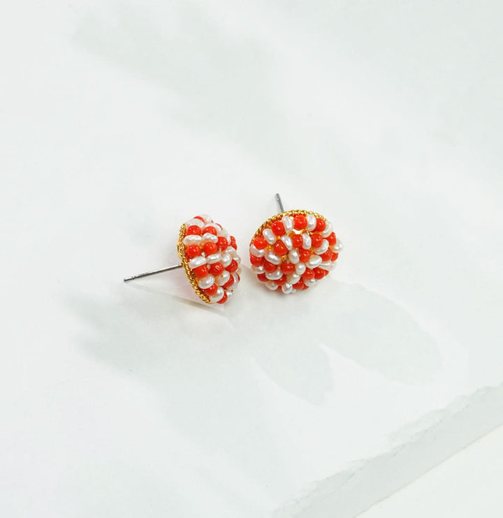 Exotic Seed Pearl Stud Earrings