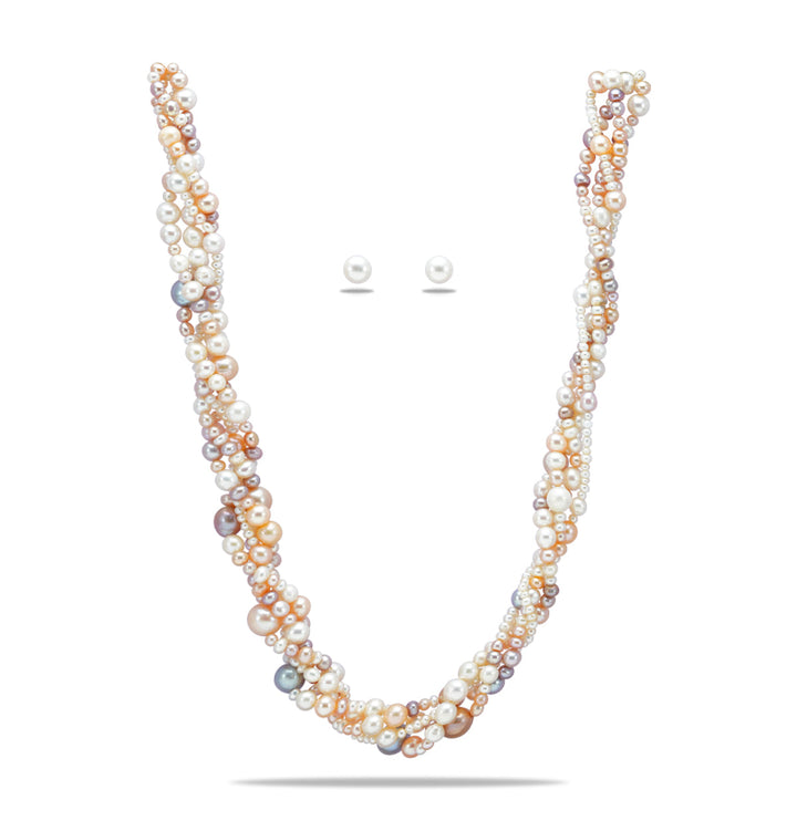 Freshwater Boho Multicolor Pearl Necklace Set