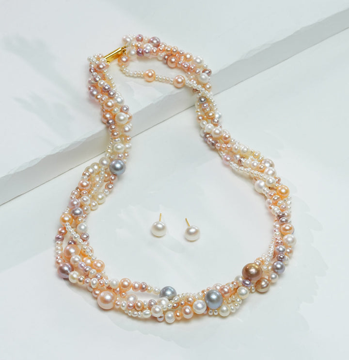 Freshwater Boho Multicolor Pearl Necklace Set