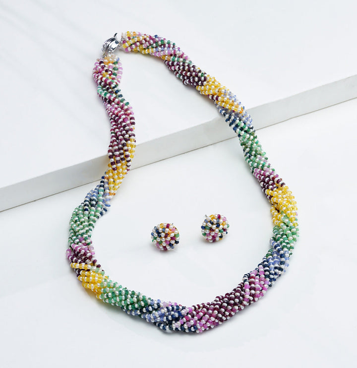 Rainbow and Pearls Necklace Set