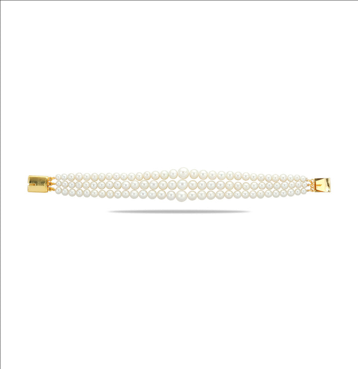 White 3 Strand Versatile Round Grading Pearl Bracelet