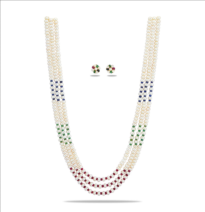 Majestic Mix 3 Strand Pure Pearl Necklace Set