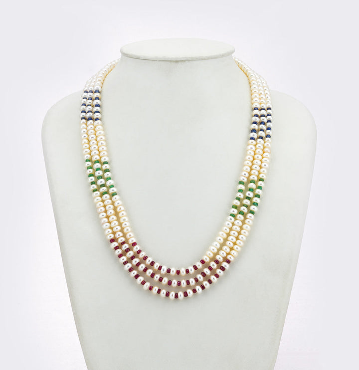 Majestic Mix 3 Strand Pure Pearl Necklace Set