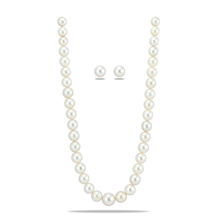 Single Strand Round Grading White South Sea Pearls Necklace Set
