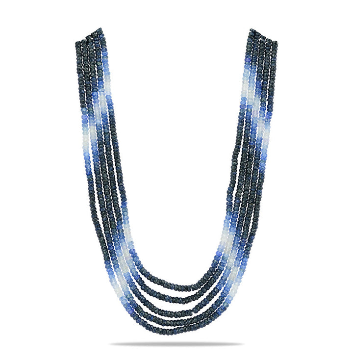 5 Strand Real Blue Sapphire Shaded Mala