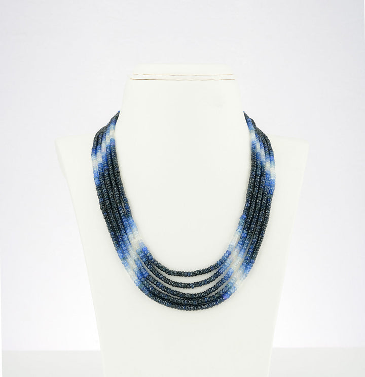 5 Strand Real Blue Sapphire Shaded Mala