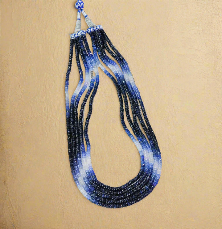5 Strand Real Blue Sapphire Shaded Mala
