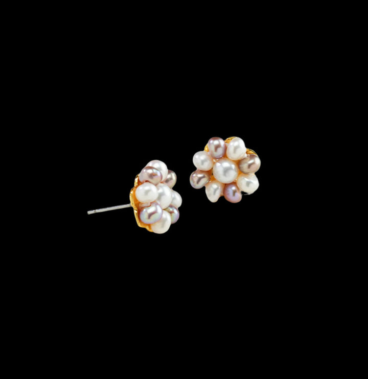 Unique Multicolor Real Pearl Stud Earrings