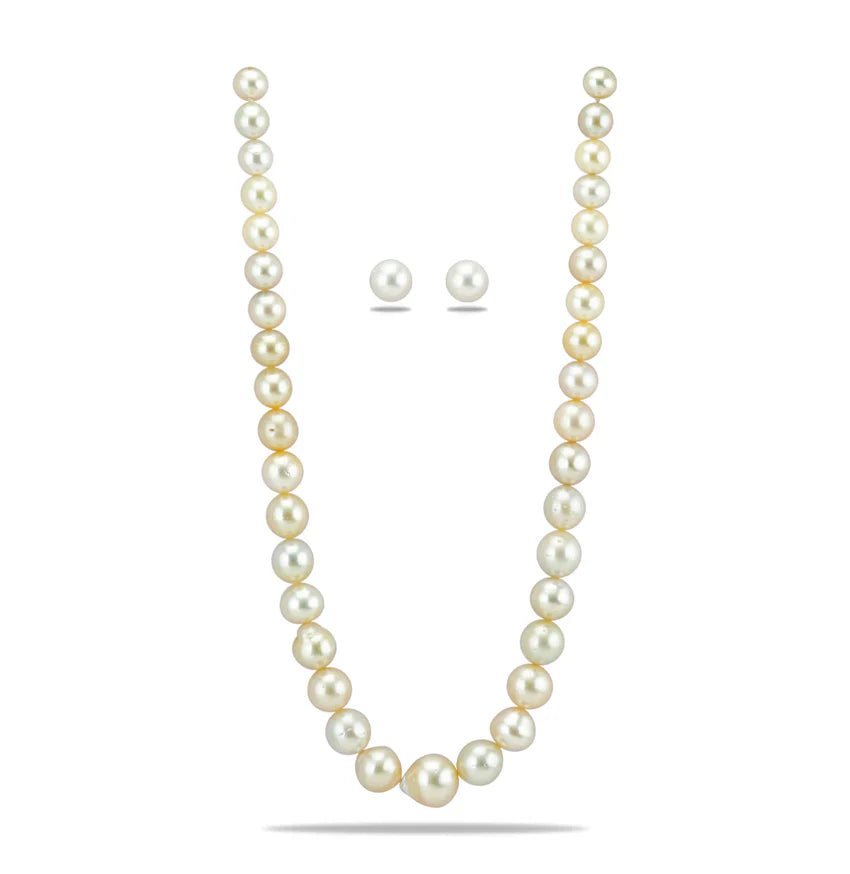 9.0-18.0mm Cream Near Round South Sea Pearls Necklace Set- A Quality