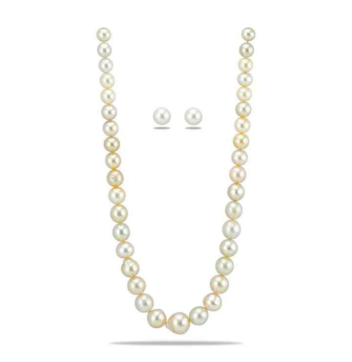 9.0-18.0mm Cream Near Round South Sea Pearls Necklace Set- A Quality