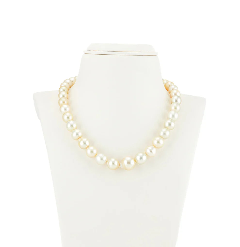 9.0-18.0mm Cream Near Round South Sea Pearls Necklace Set- A Quality