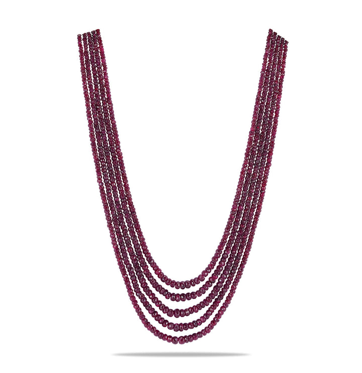 5 Strand Real Ruby Stones Statement Hand-strung Necklace