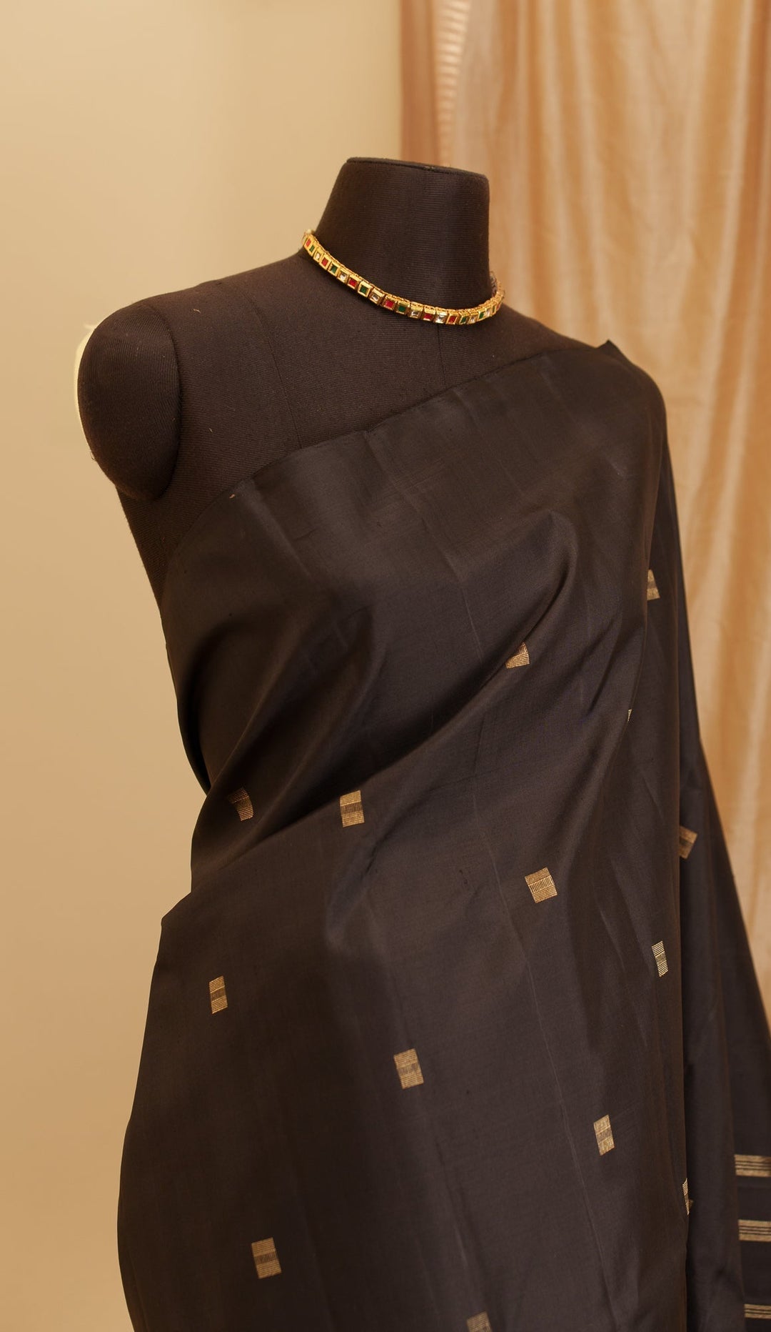 Black Vairoosi Kanjivaram Pure Zari Handloom Saree Rahasya | SILK MARK CERTIFIED | SHOBITAM