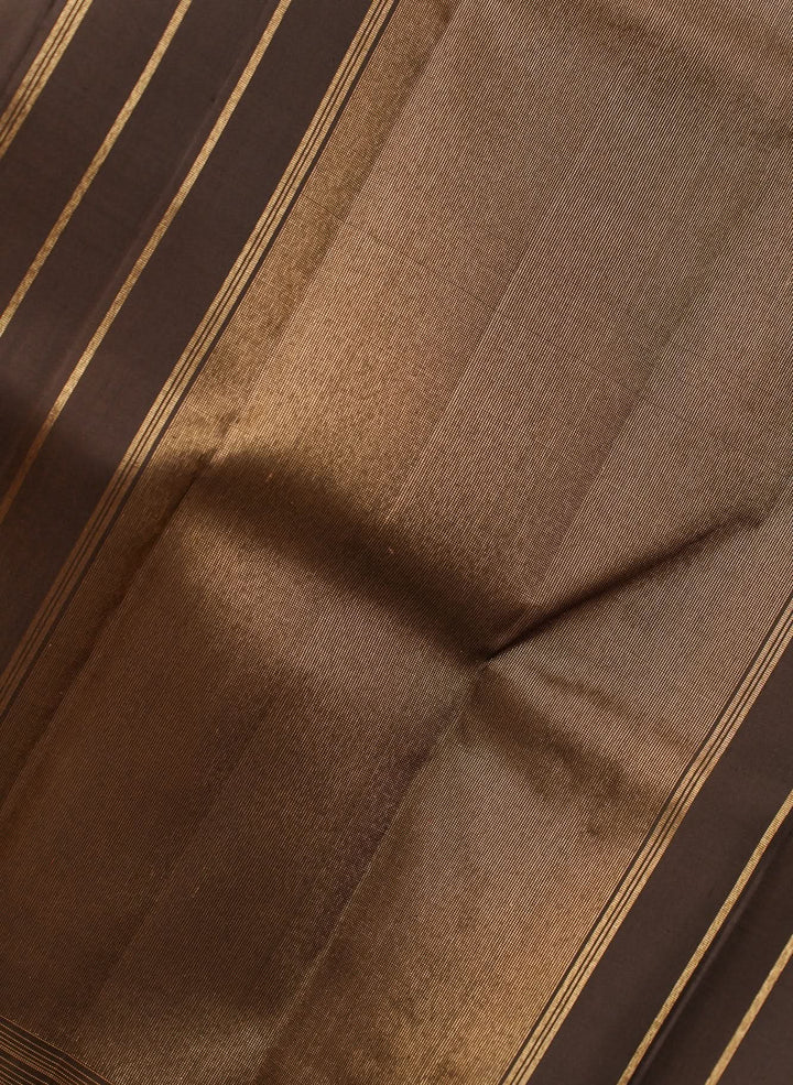 Blackish Brown Vairoosi Kanjivaram Pure Zari Handloom Saree Rahasya | SILK MARK CERTIFIED | SHOBITAM