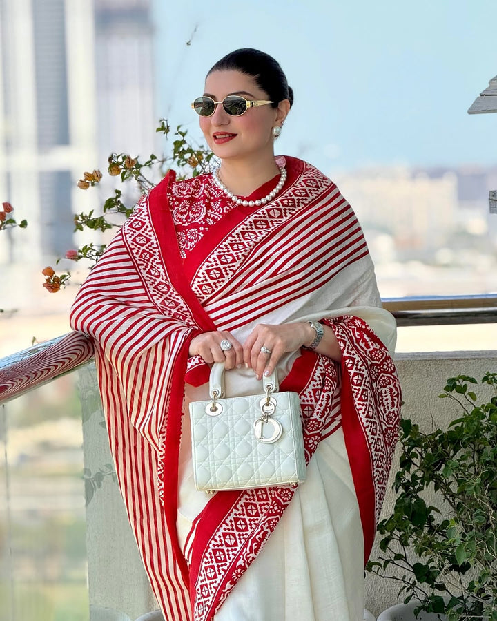 Utsav Handloom Silk Block Print Saree | SILK MARK CERTIFIED | SHOBITAM