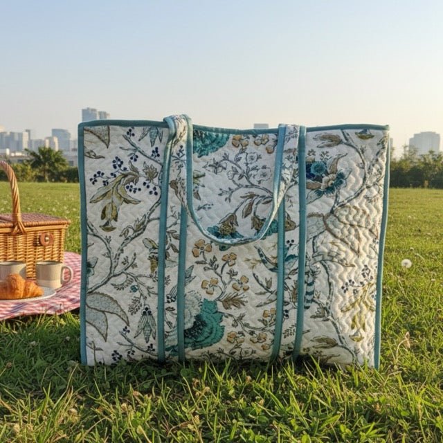 Loom Haven Botanic Print Tote Bag  |SHOBITAM